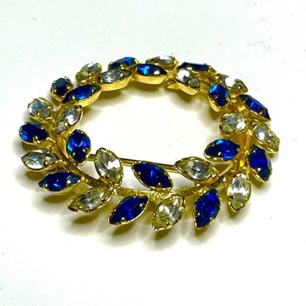 Authentic Original Vintage Style Gold and Sapphire Brooch